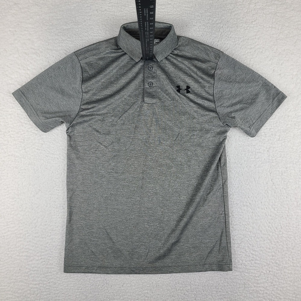 Under Armour Compression Polo Shirt Mens Medium Gray Heatgear Performance